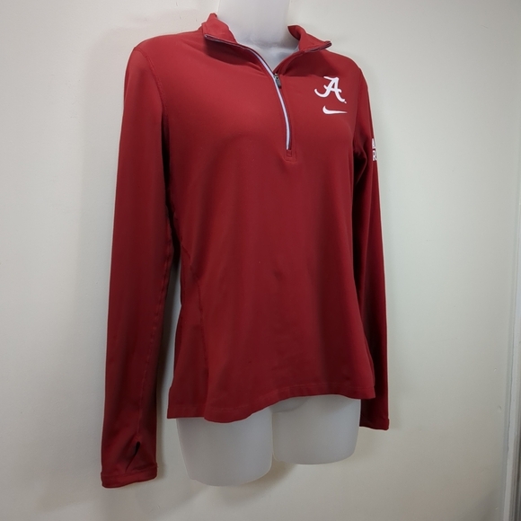 Nike women's Alabama lightweight 1/4 zip pullover shirt red/white, size M - Picture 2 of 14
